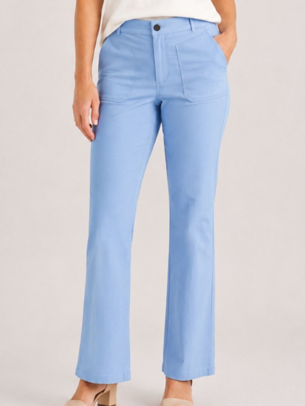 Style & Co Petite Women's 12P Light Blue Bootcut Pants Stretch Cotton Career
